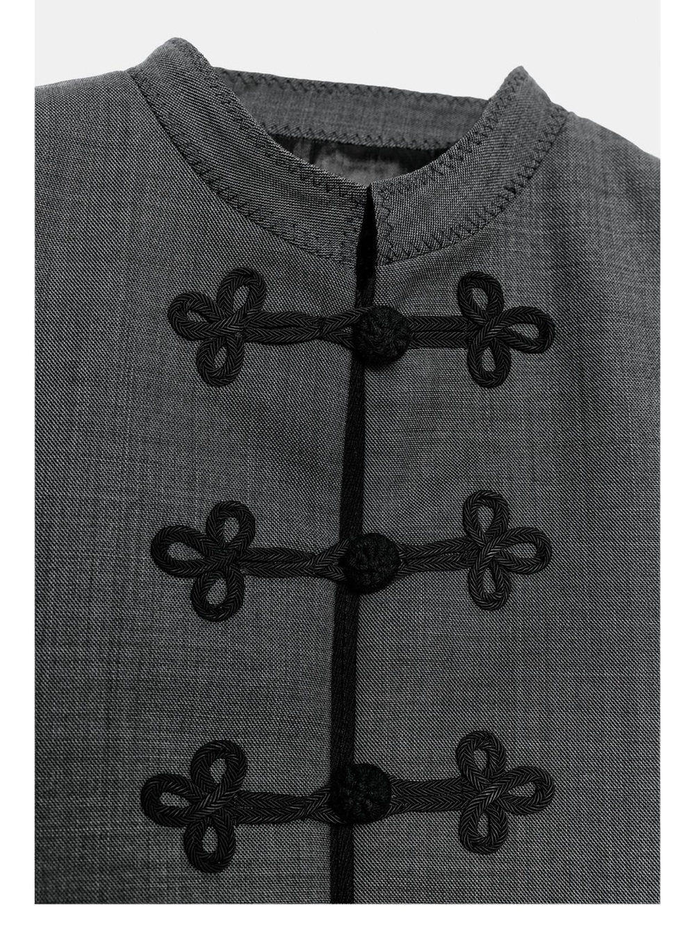 Zara NWT viral wool blend Gray & black Frog clasp button blazer - Picture 9 of 11